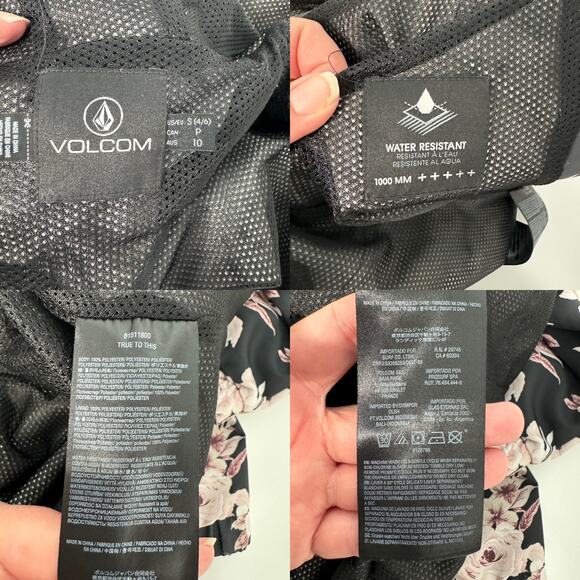 Volcom Floral Windbreaker Jacket Black Lightweight Ski Snowboard Outdoors Size S - Picture 14 of 15